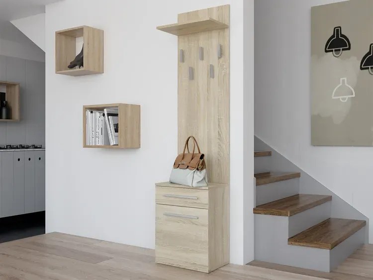 Wieszak Z Szafką Na Buty Dąb Sonoma W6-E74