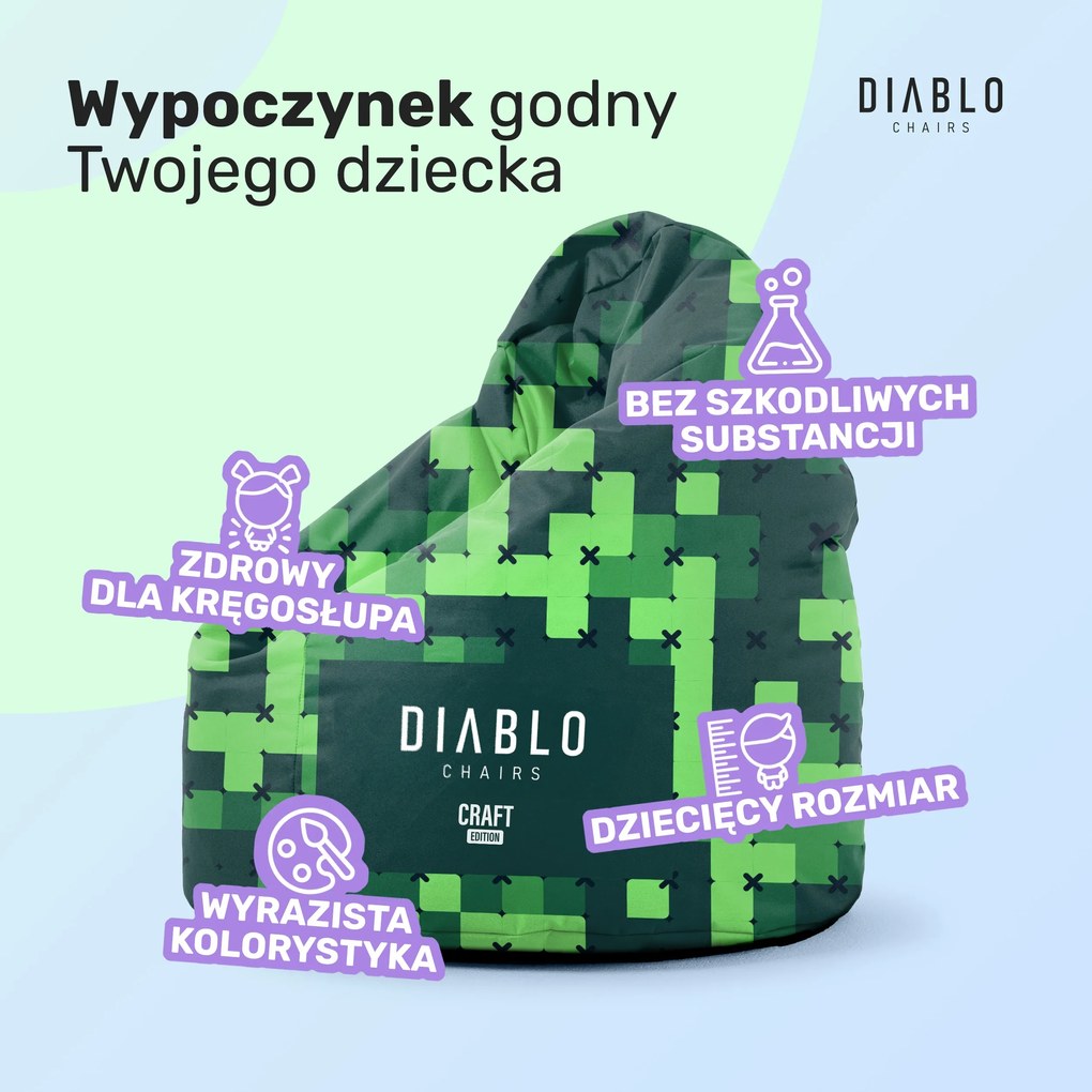 Pufa dla dziecka Diablo Chairs, zielona Craft Edition