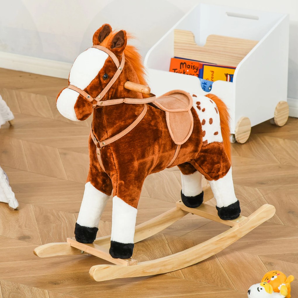 HOMCOM konik na biegunach dla dzieci konik na biegunach bujak rżący różowy