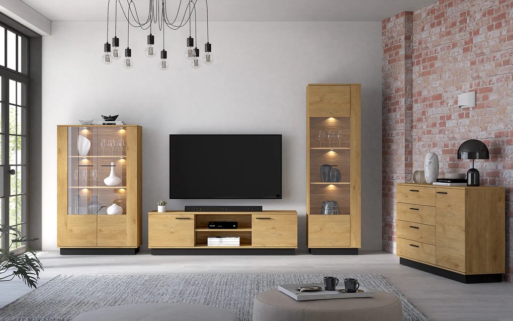 Witryna BRONX 1D 60cm dąb/czarna ML MEBLE