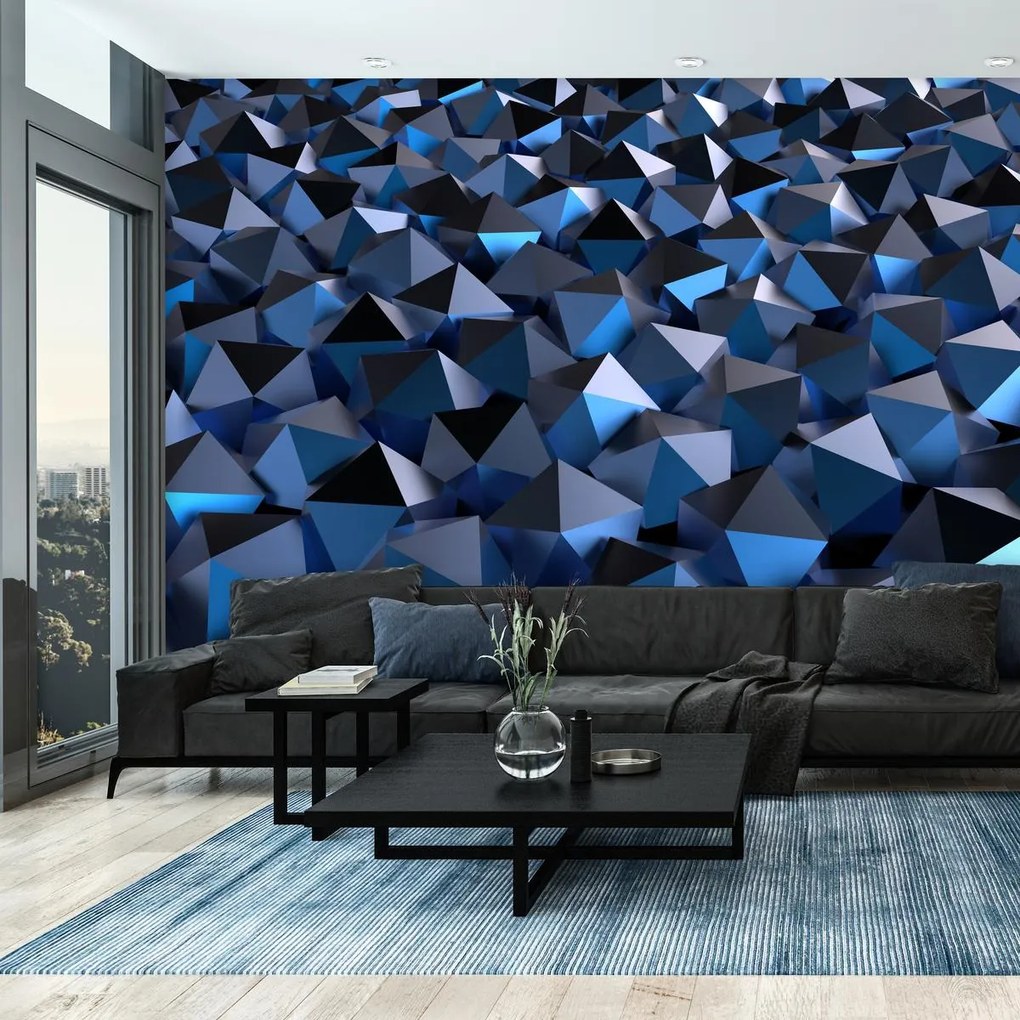 Fototapeta - Niebieskie kształty 3D (196x136 cm)