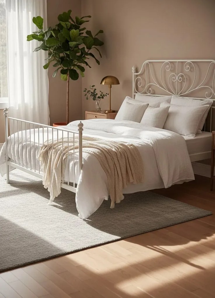 Białe metalowe łózko 160x200 cm T3-E45