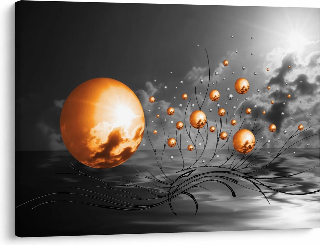Obraz pomarańczowych abstrakcyjnych kul (70x50 cm)