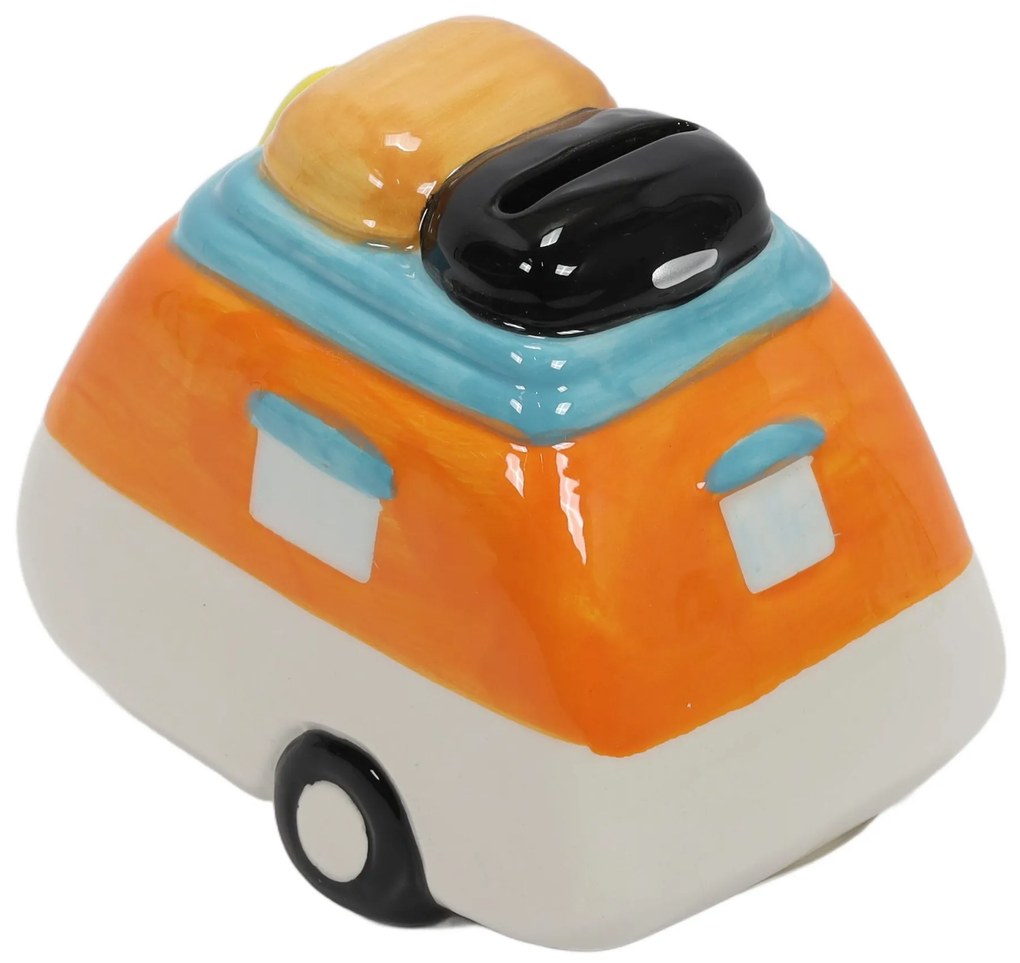 Kolorowa skarbonka ceramiczna z motywem podróży