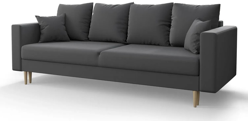 Popielata sofa welurowa z funkcją spania - Adante