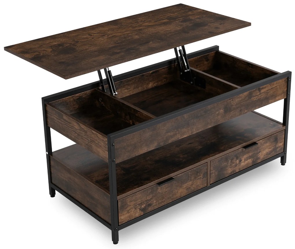 Ława do Salonu Rozkładana LUCA 100 cm Dąb Rustykalny/Czarny Loft