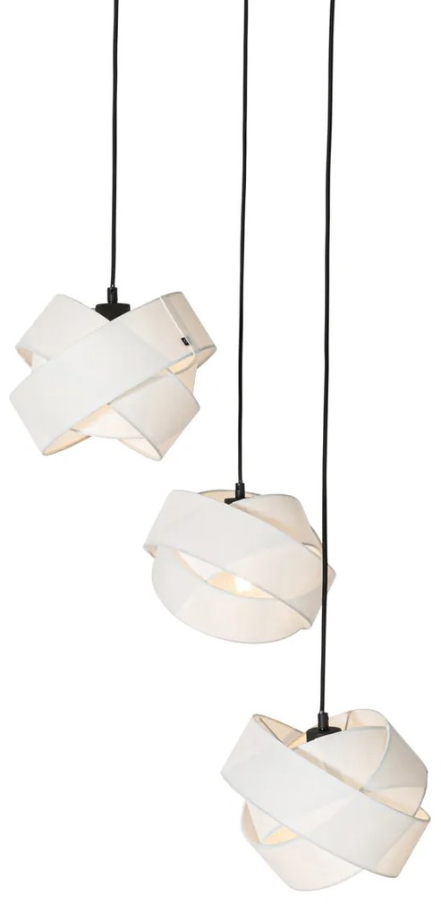 Nowoczesna lampa wisząca biała 3-światłowa - Cloth Nowoczesny Oswietlenie wewnetrzne