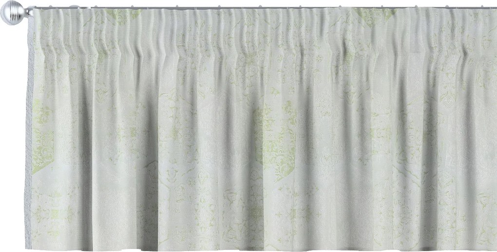 Lambrekin na taśmie marszczącej kolor zielony tkanina połyskliwa, strukturalna, wzorzysta