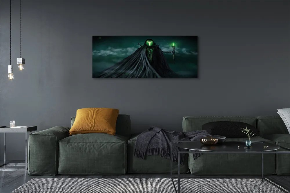 Zdjęcie na płótnie Mroczna Postać i Zielony Ogień