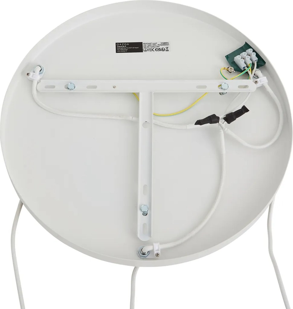 Lampa wisząca Japandi biała z organicznym kloszem 3-punktowa - Moonstone