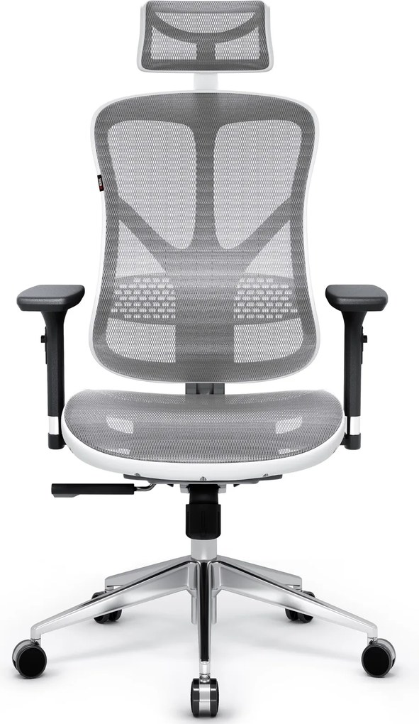 Fotel biurowy Diablo V-Basic, zgodny z normą BHP, kolor biało-szary