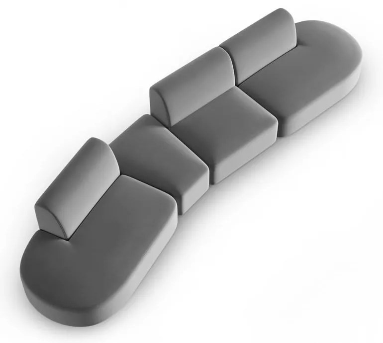 Szara aksamitna sofa lewostronna 428 cm Paolo – Milo Casa