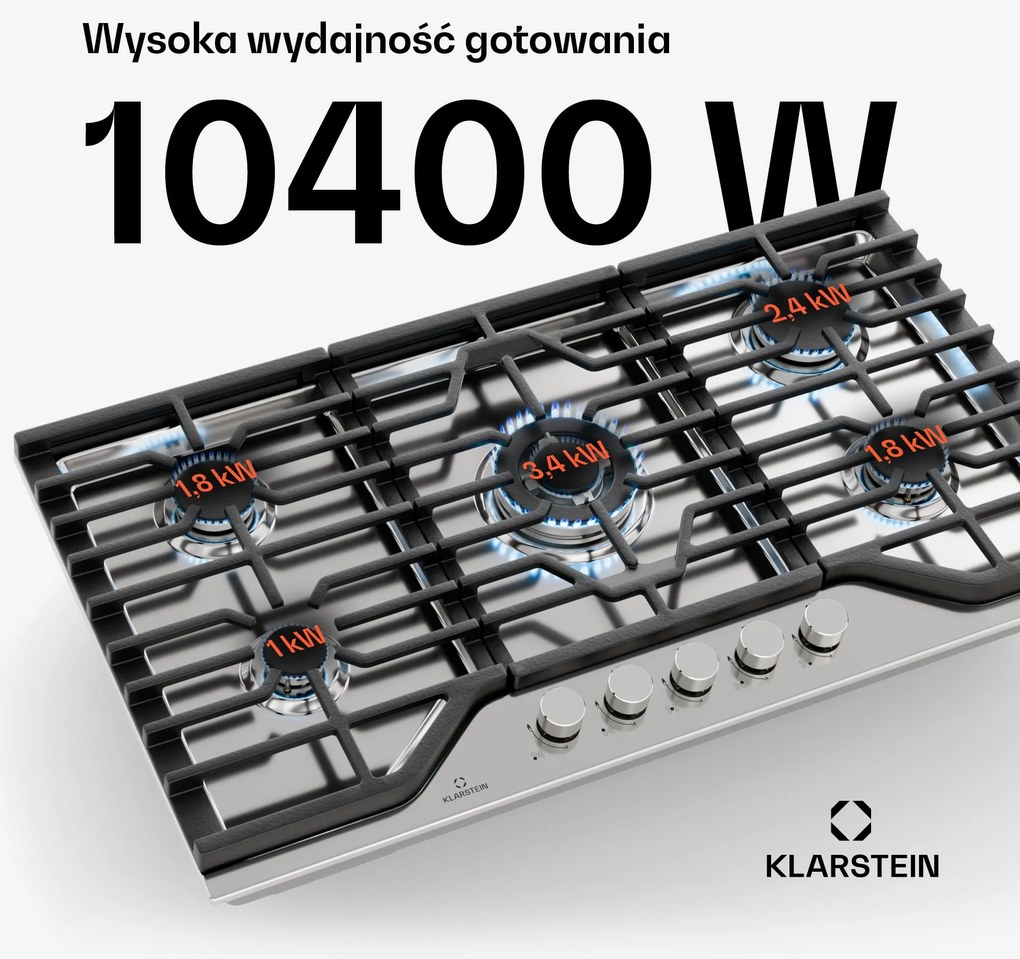 Klarstein Turbocast płyta gazowa, 5 palników