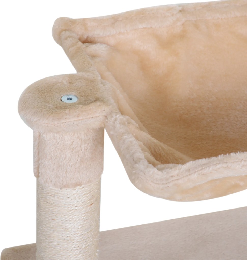 PawHut drzewo do wspinania dla kota drapak sizalowy słup pluszowy hamak beżowy 50x36x70cm | Aosom PL