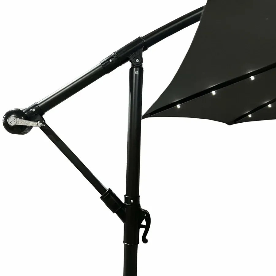 Ciemnoszary parasol do ogrodu z LED - Sorena