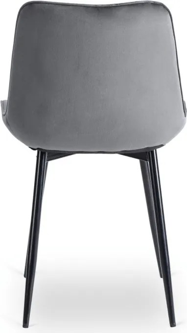 Zestaw Stół Okrągły Rozkładany HARRY 102-142 cm Dąb Craft/Czarny i 4 Krzesła Tapicerowane CHRIS Szare Nowoczesne