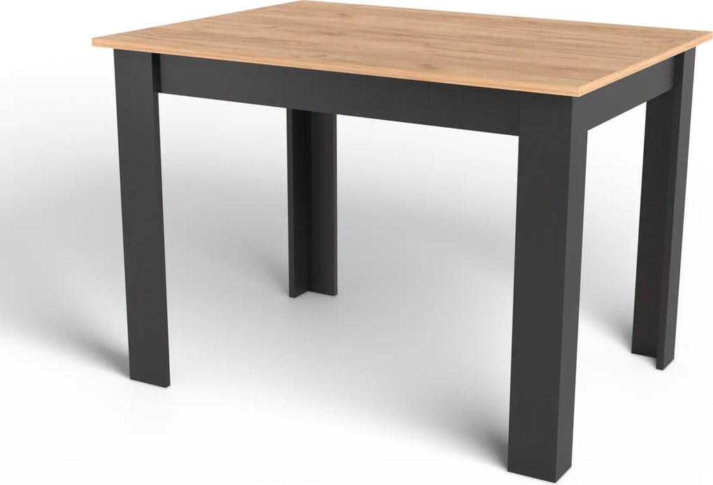 PROMOCJA Czarny stół jadalniany z blatem w dekorze dąb złoty craft MADO 120x80 II. jakość