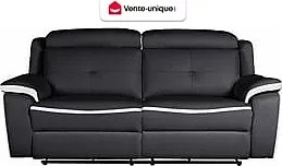 Kanapa 3-osobowa ANGELIQUE ze skóry, z elektryczną funkcją relax – kolor czarny i biały