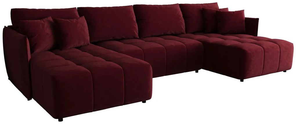 Czerwona sofa z weluru z funkcją spania E5-G33