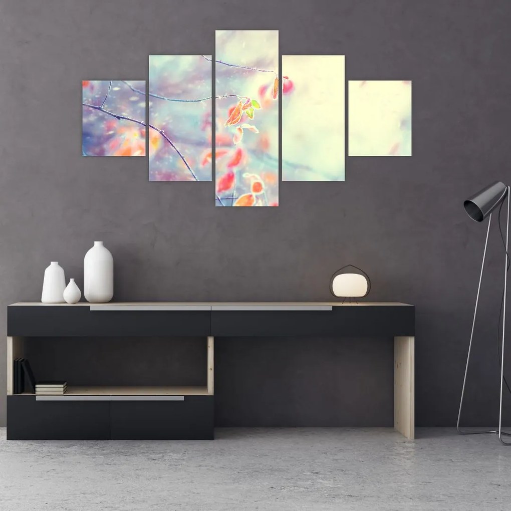 Obraz - Listki w lodzie (125x70 cm)
