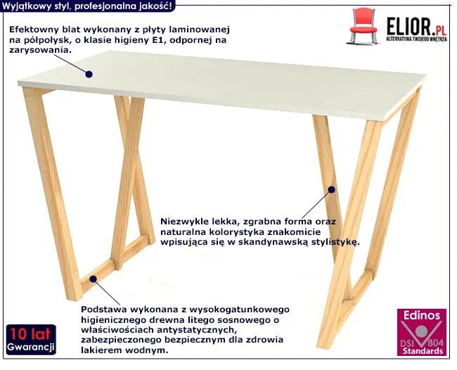 Białe skandynawskie biurko 120x60 - Alto