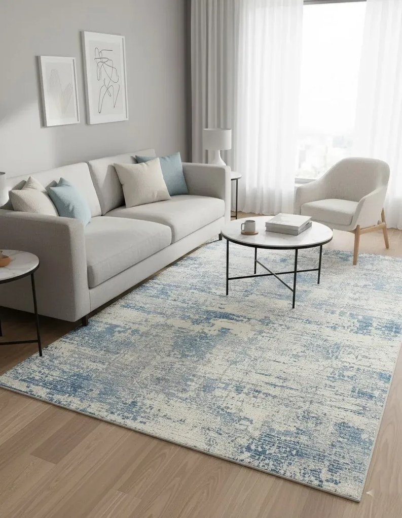 Prostokątny dywan nowoczesny w niebieski melanż K2-H47