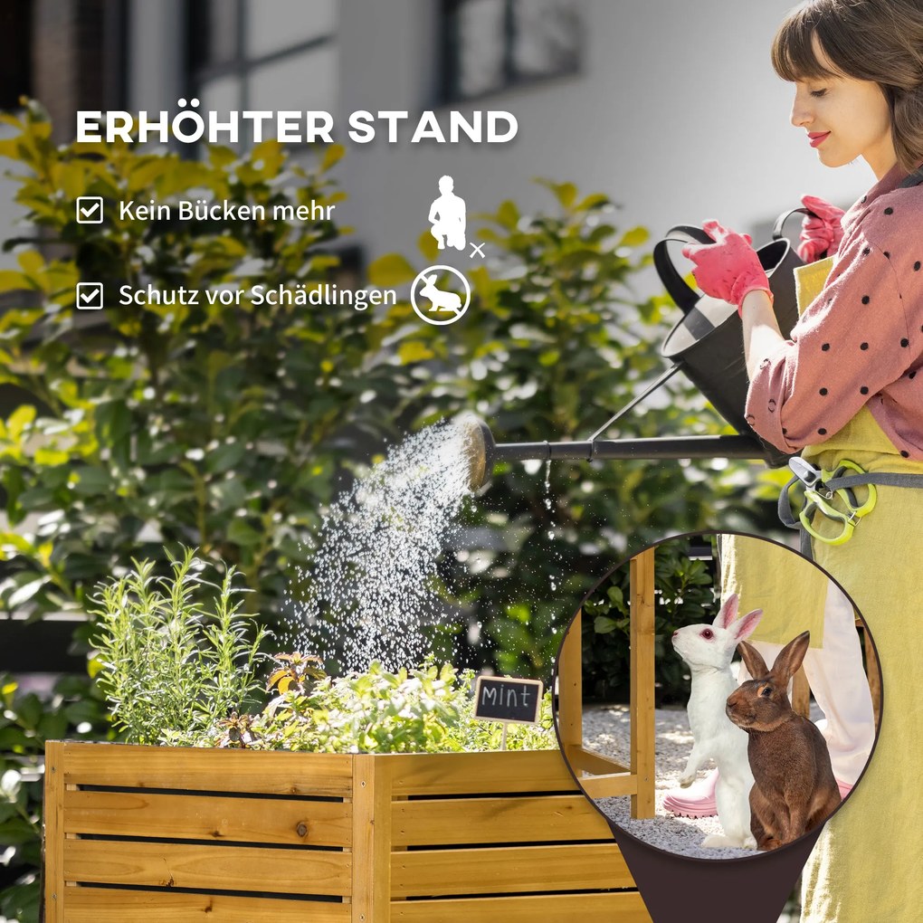 Outsunny podniesione łóżko kwiat pole łóżko ziołowe ze składanym blatem do ogrodu