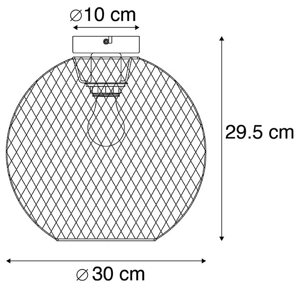 Nowoczesna lampa sufitowa czarna 30 cm - Mesh Ball Nowoczesny Oswietlenie wewnetrzne