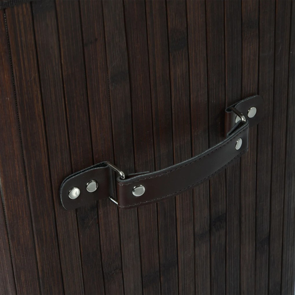 HOMCOM Kosz na Bieliznę Bambusowy z Pokrywą i Wnętrzem z Tkaniny 72L Składany Szary Idealny do Przechowywania | Aosom PL