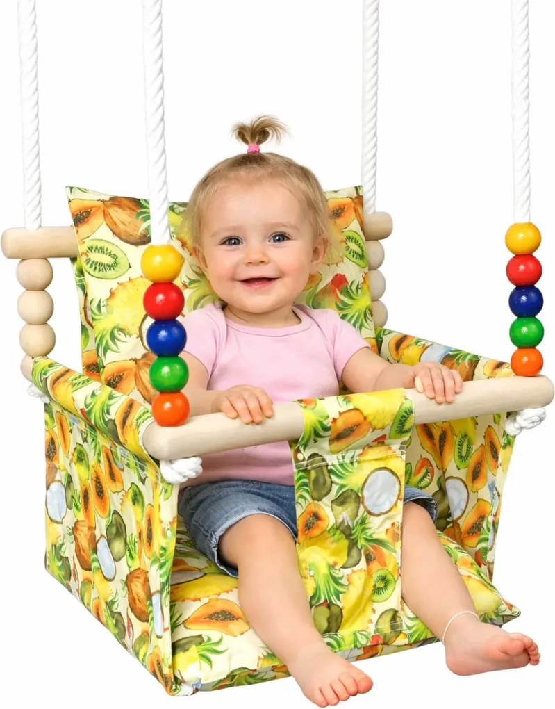 Drewniana huśtawka dla dzieci w owoce N6-B39