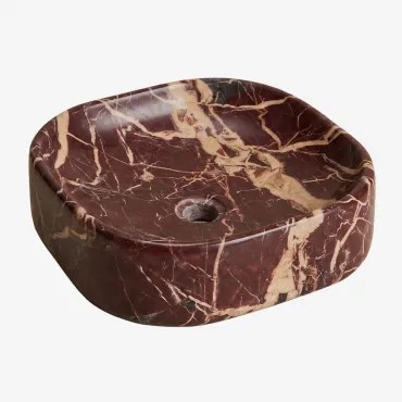 Umywalka Z Naturalnego Kamienia Francesca 40 X 40 Cm & Czerwony Marmur Cherry Gold - Sklum