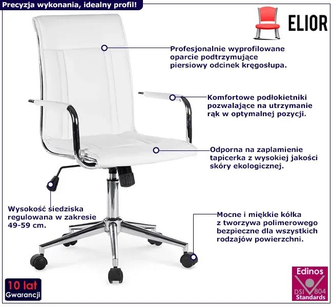 Biały biurowy fotel obrotowy do komputera A0-M30