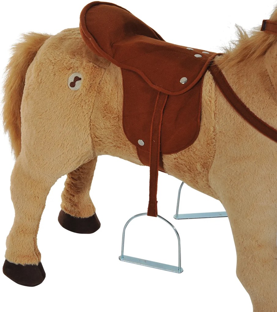 HOMCOM jazda na koniu konik-zabawka pluszowy konik dla dzieci stojący koń wydający odgłosy siedzenie wysokość 48 cm