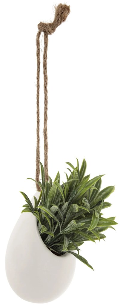 Sztuczne kwiaty w doniczce, wiszące na jutowym sznurku, 13 cm