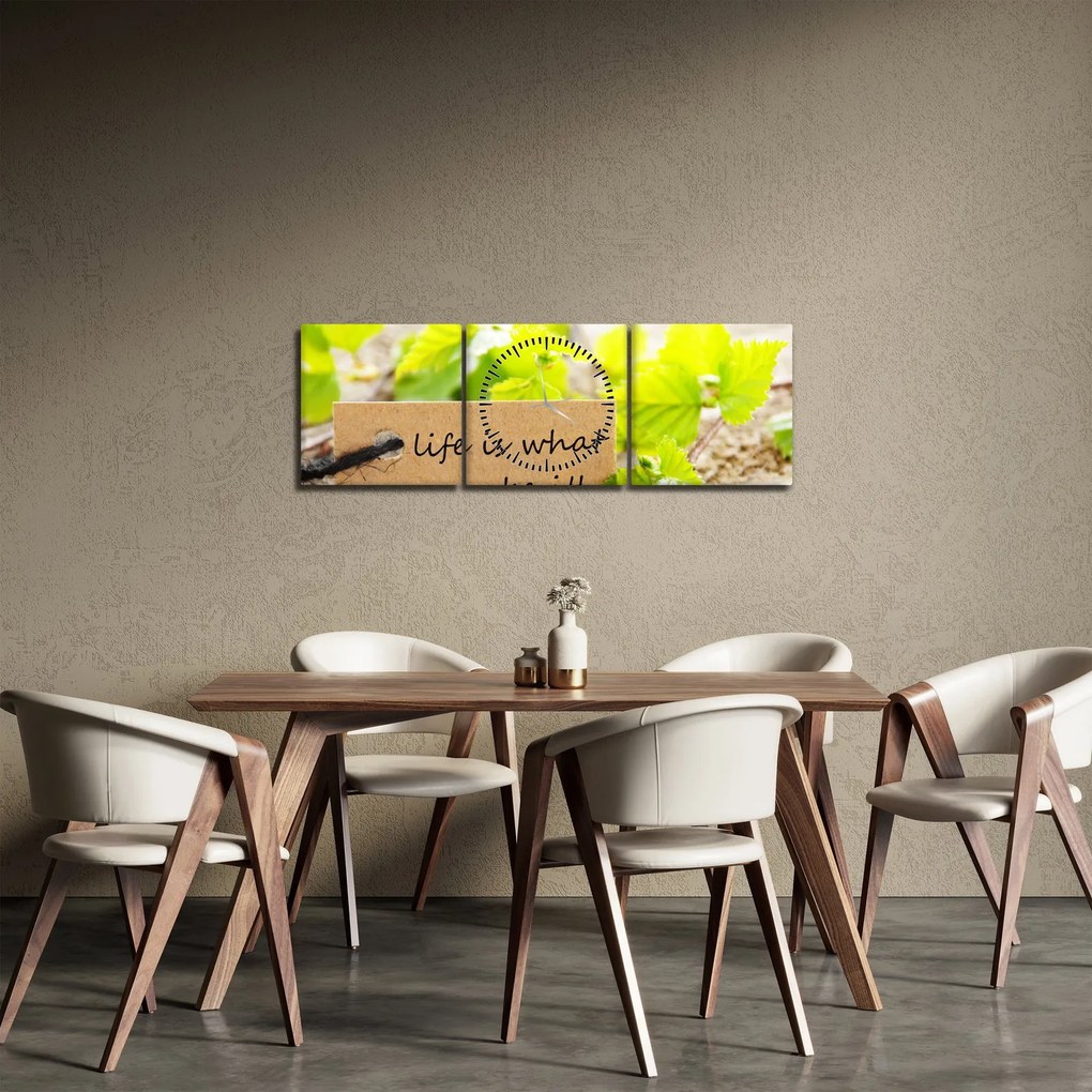 Obraz - Cytat (z zegarem) (90x30 cm)