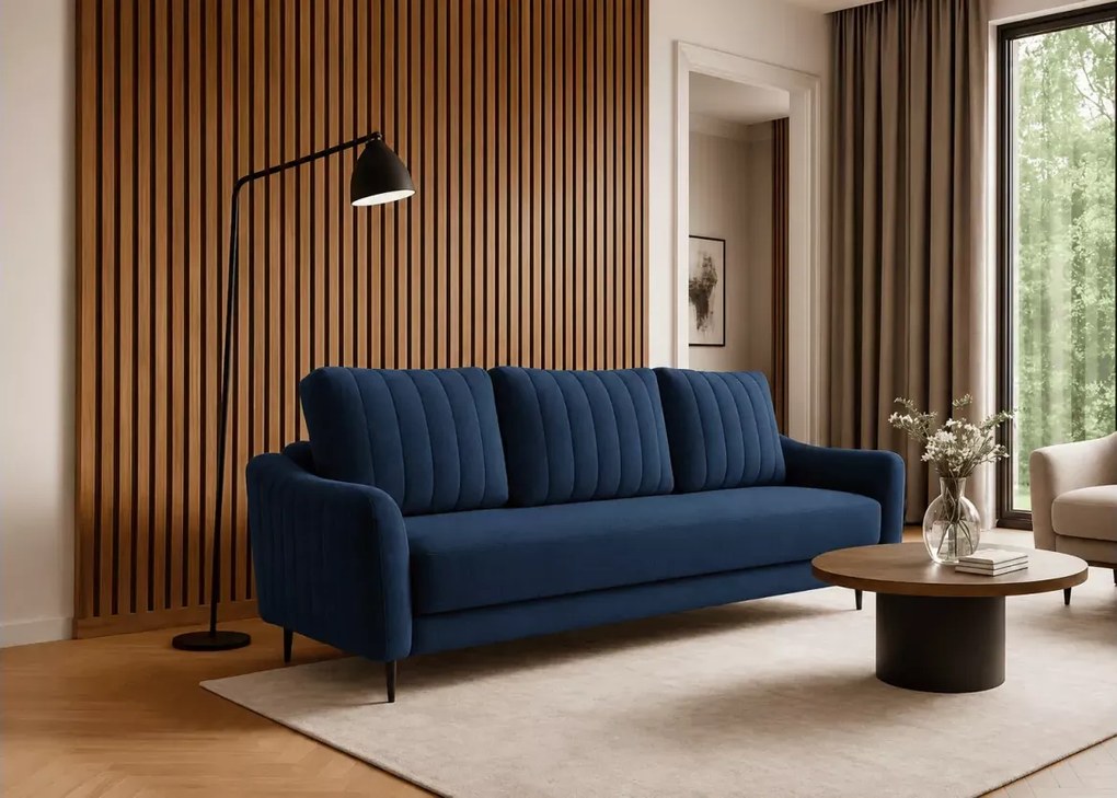 Kanapa Arvella – elegancka sofa 3-osobowa z funkcją spania i pojemnikiem na pościel, dostępna w 6 kolorach tkanin