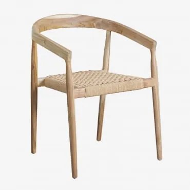 Zestaw 4 Krzeseł Jadalnianych Z Podłokietnikami Z Drewna Tekowego Visby Design Naturalna - Sklum