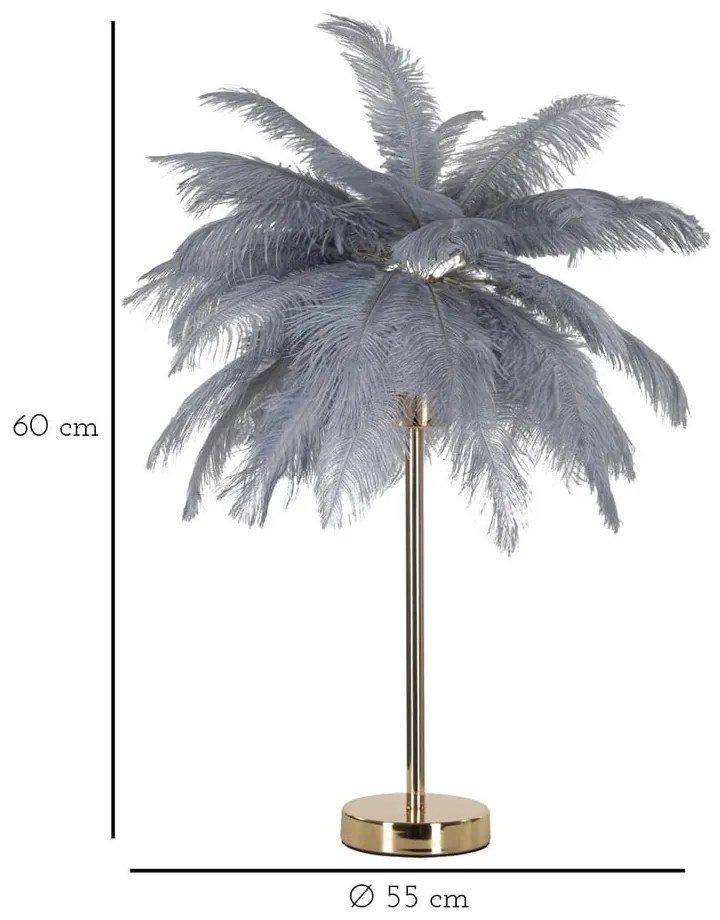 Lampa stołowa w szaro-złotym kolorze (wysokość 55 cm) Palm – Mauro Ferretti