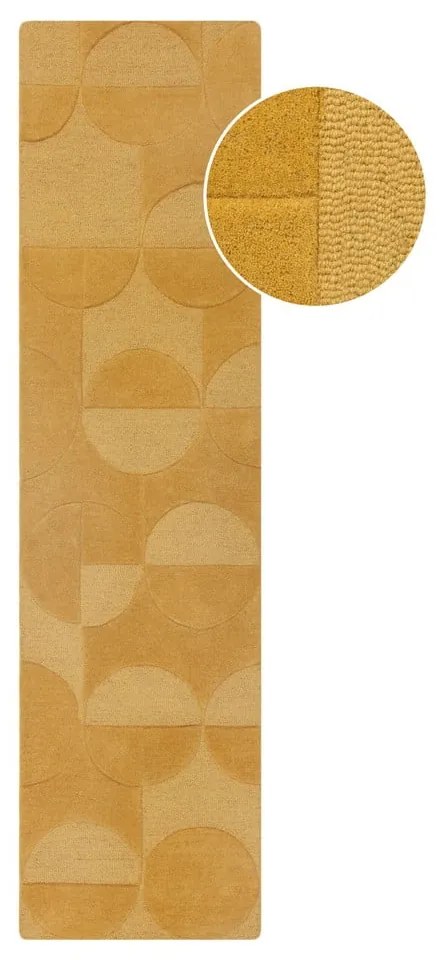 Dywan chodnikowy wełniany w odcieniach ochry 60x230 cm Gigi – Flair Rugs