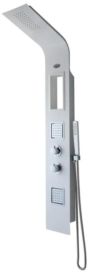 Panel prysznicowy z hydromasażem termostatycznym AMANDA - z półkami - 22*145 cm