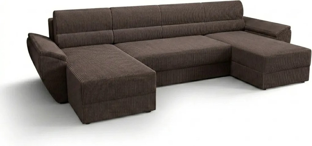 Rozkładana sofa narożna do U TAVERO 321x140 cm, brązowa