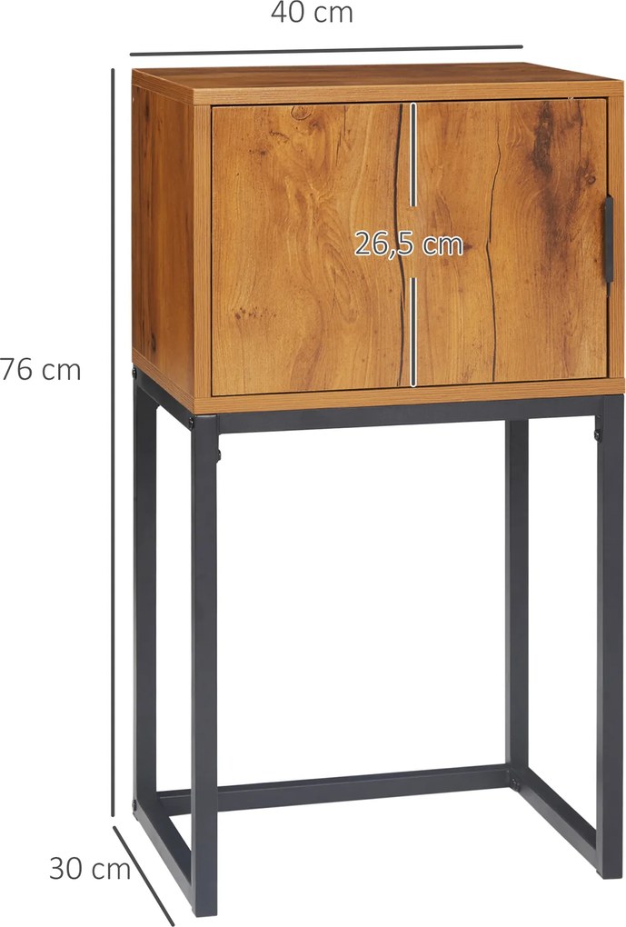 HOMCOM Stolik konsolowy w stylu industrialnym, Stolik pomocniczy, Kredens, 1 szafka, Brąz + Czarny