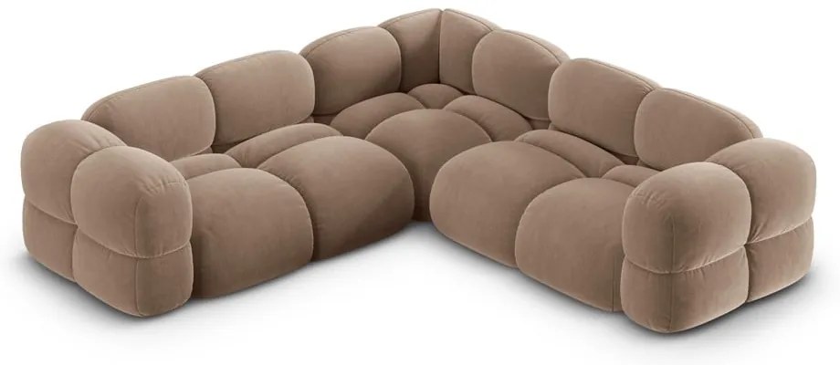 Brązowy aksamitny narożnik Loretto – Cosmopolitan Design