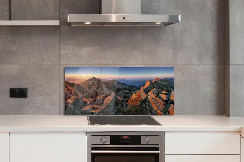 Szklany Panel Góry w Blasku Zachodu