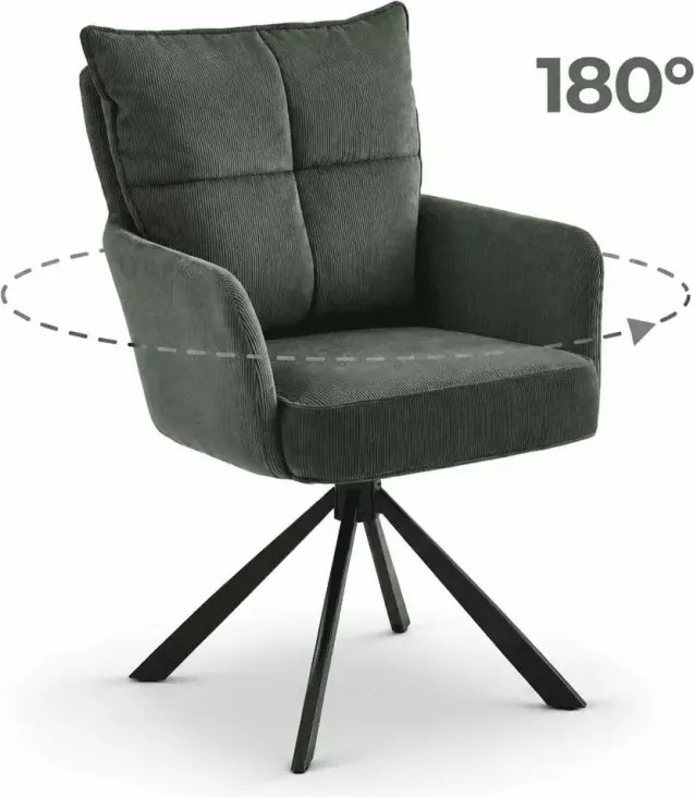 Designerskie krzesło obrotowe Foamy – sztruks, czarne nogi do jadalni i salonu