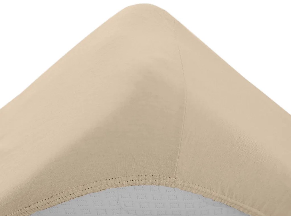 PrzytulneMieszkanie.pl Jersey prześcieradło do dziecięcego łóżeczka jasnobeżowe 70 x 140 cm