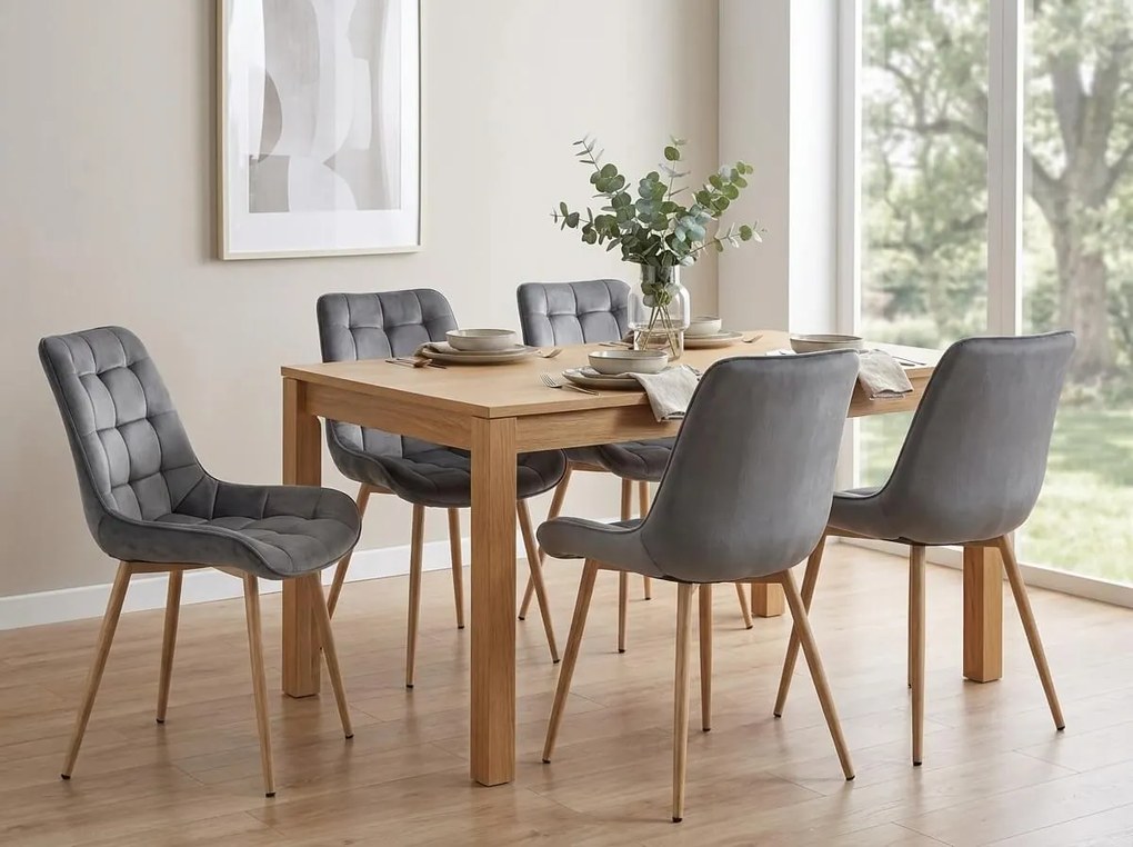 Szare krzesło do kuchni BERA aksamitne