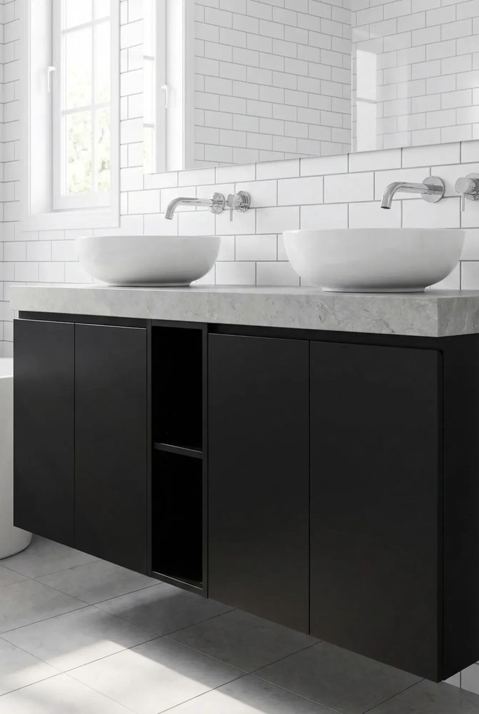 Czarna półka łazienkowa nowoczesna 20 cm Z3-F70