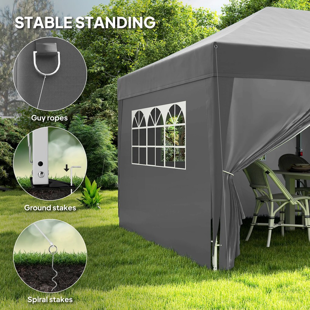 Outsunny Pawilon ok. 6x3m Stabilny Zimoodporny Pop-up Składany Pawilon z Oknami, Drzwiami na Zamek, Ściankami, Ochroną UV | Aosom PL