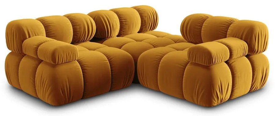 Żółta aksamitna sofa 282 cm Bellis – Micadoni Home